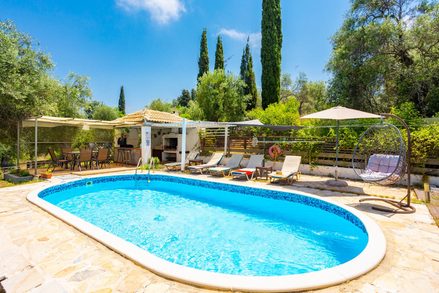 Private pool, terrace, and garden