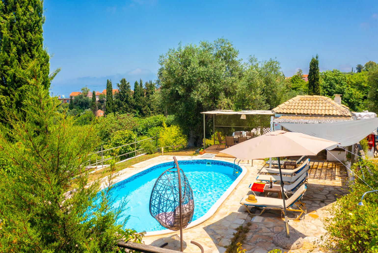 Private pool, terrace, and garden