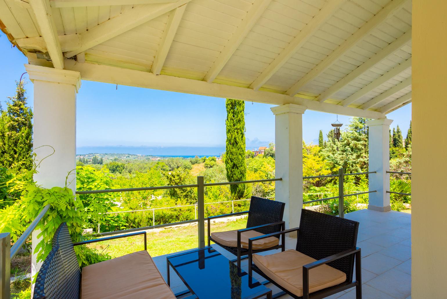Sheltered terrace area with sea views