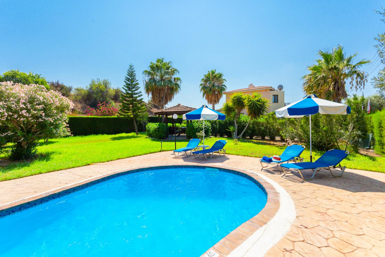 Private pool, terrace, and garden