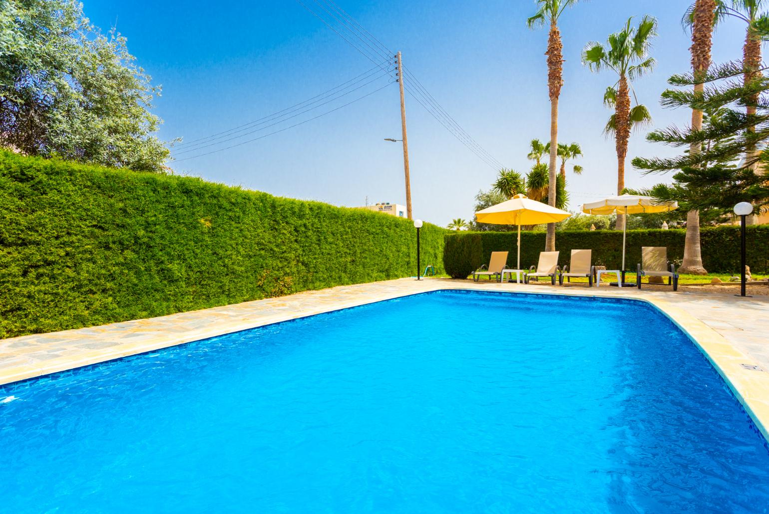 Private pool, terrace, and garden