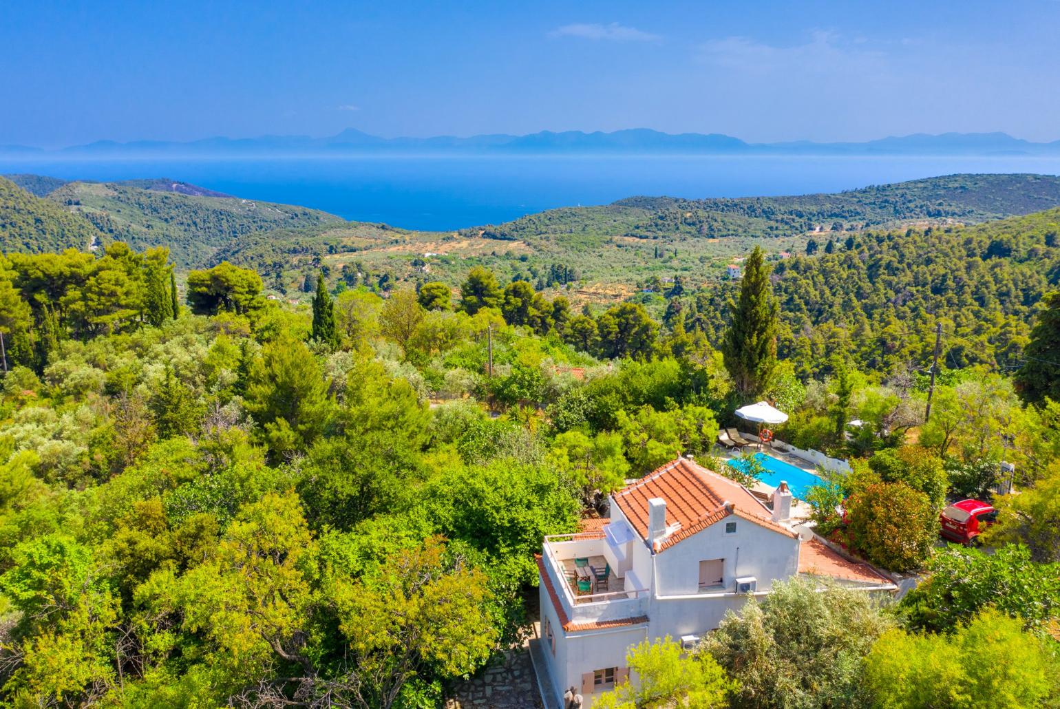 Aerial view of Villa Antigoni