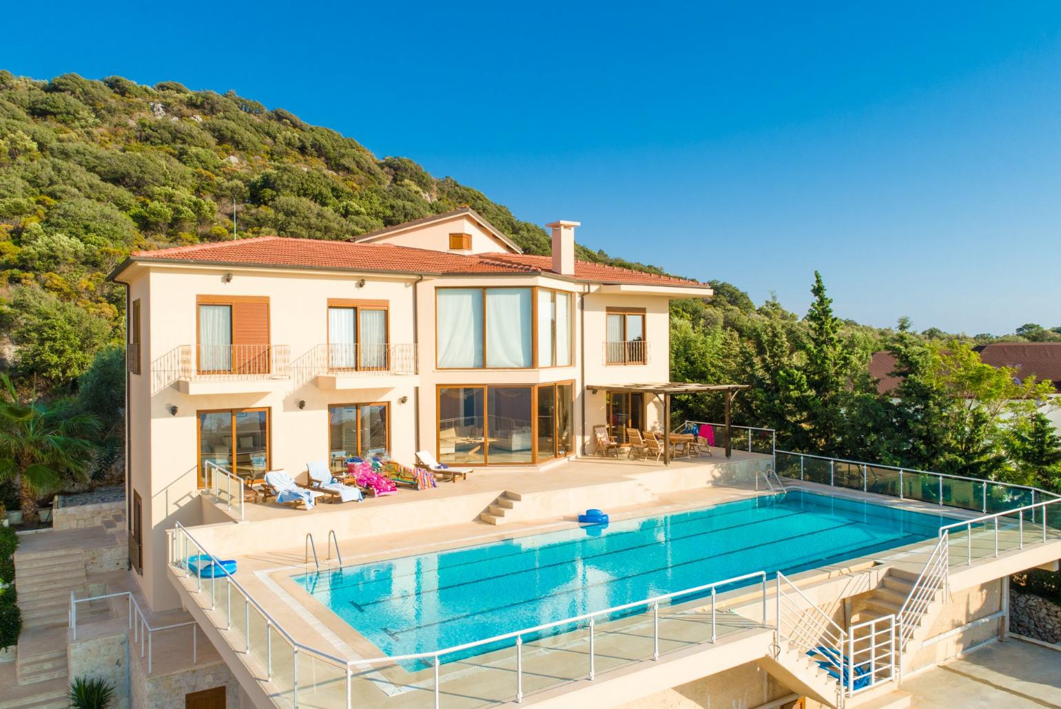 ,Beautiful villa with private pool and terrace with panoramic sea views