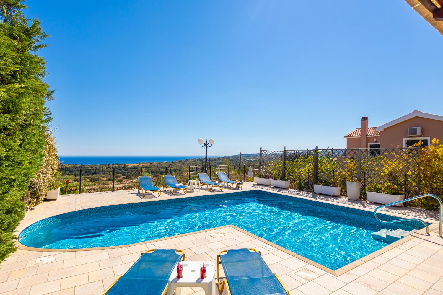 Private pool and terrace with sea views