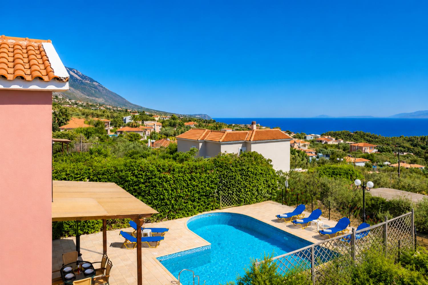 ,Beautiful villa with private pool and terrace with sea views