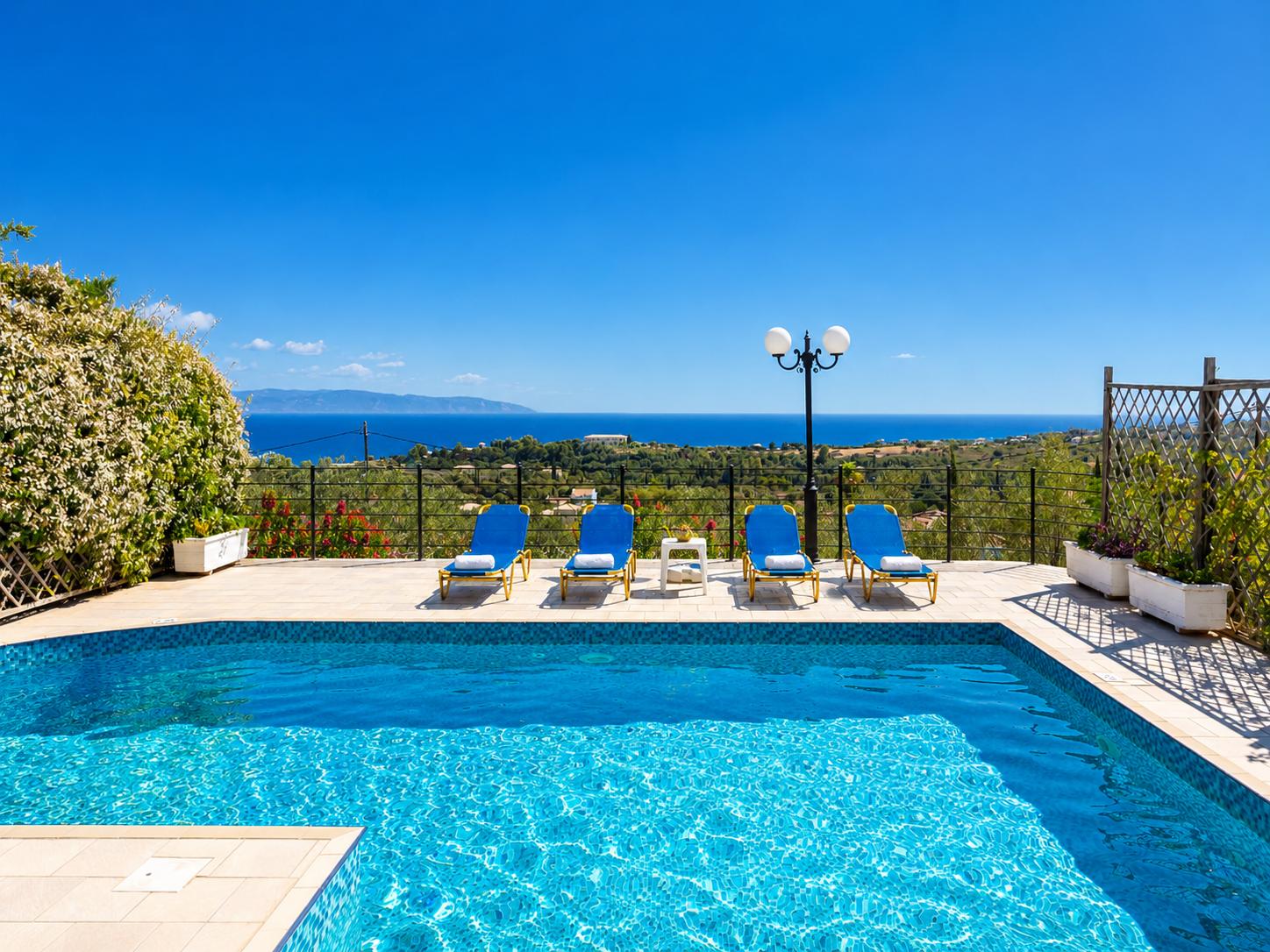 Private pool and terrace with sea views
