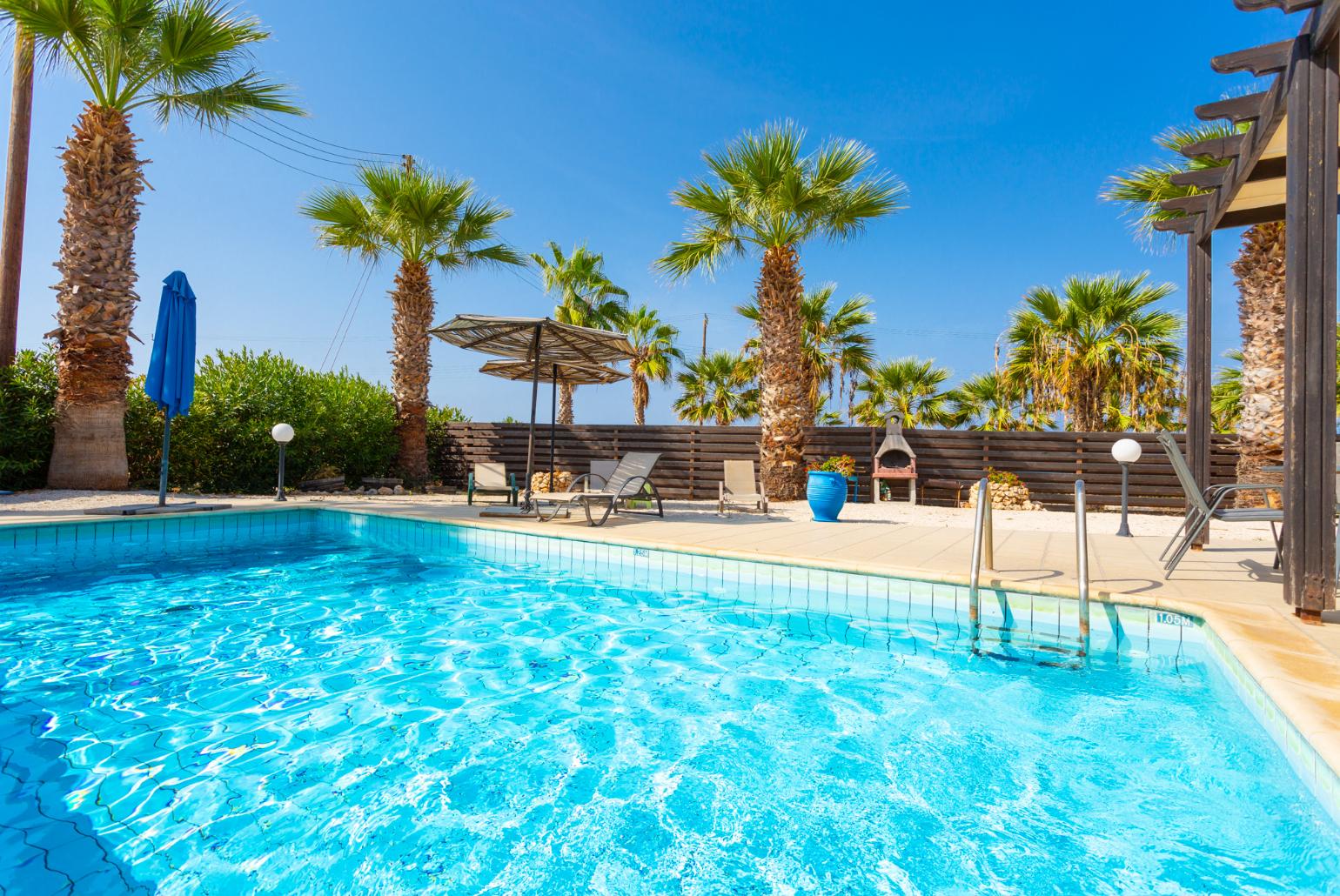 Private pool and terrace with sea views