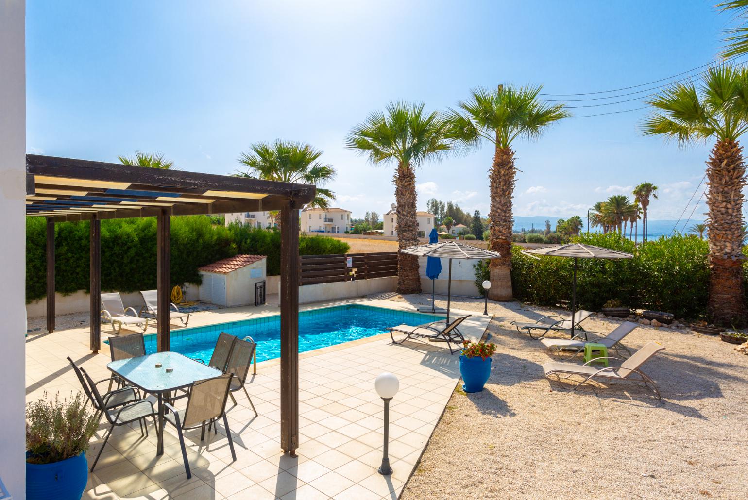 Private pool and terrace with sea views