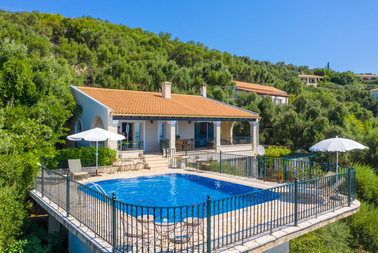 ,Beautiful villa with private pool and terrace with panoramic sea views