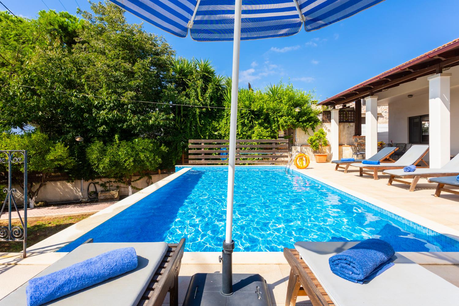 Private pool, terrace, and garden