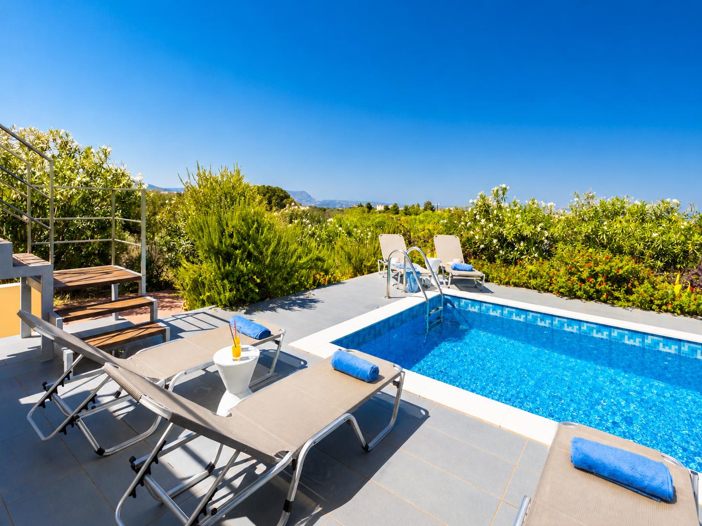 Private pool, terrace, and garden