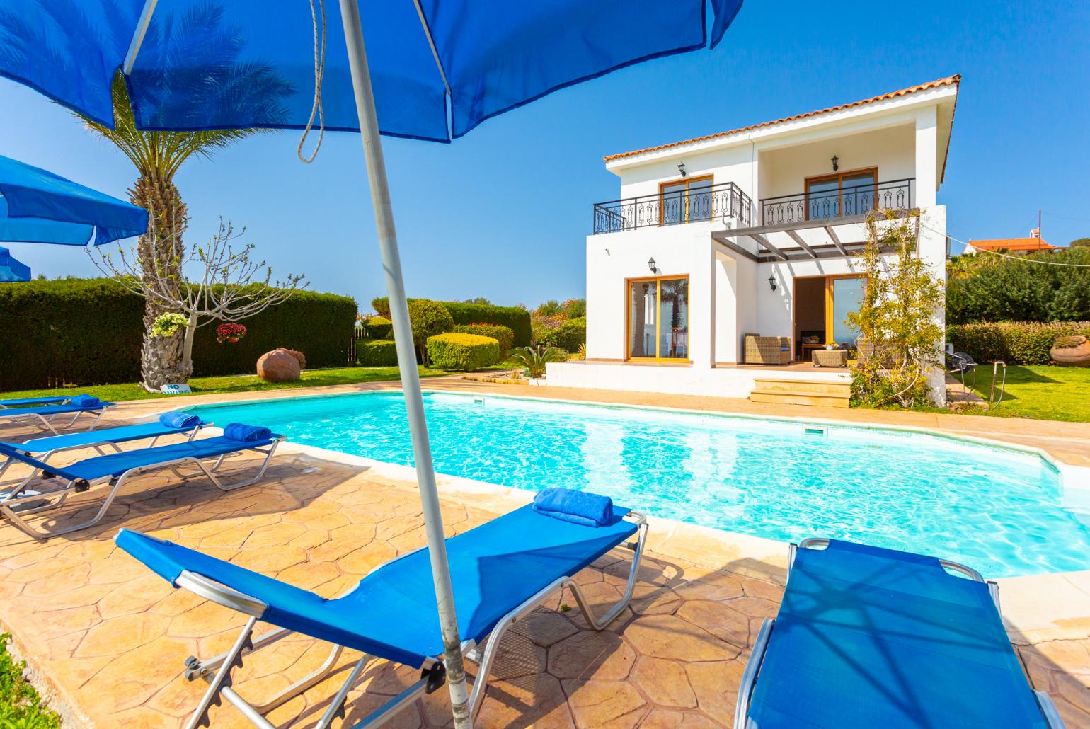 Beautiful villa with private pool, terrace, and garden with panoramic sea views