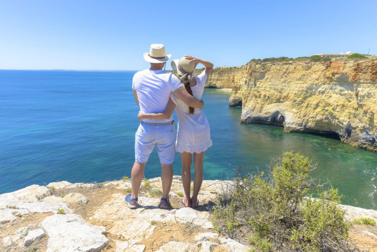 Couple enjoying the beautiful views of Albufeira