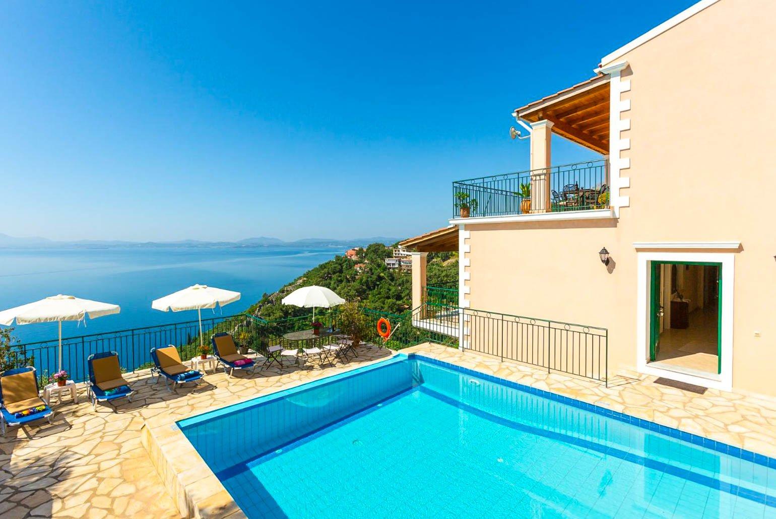 Private pool, terrace area, and ocean views