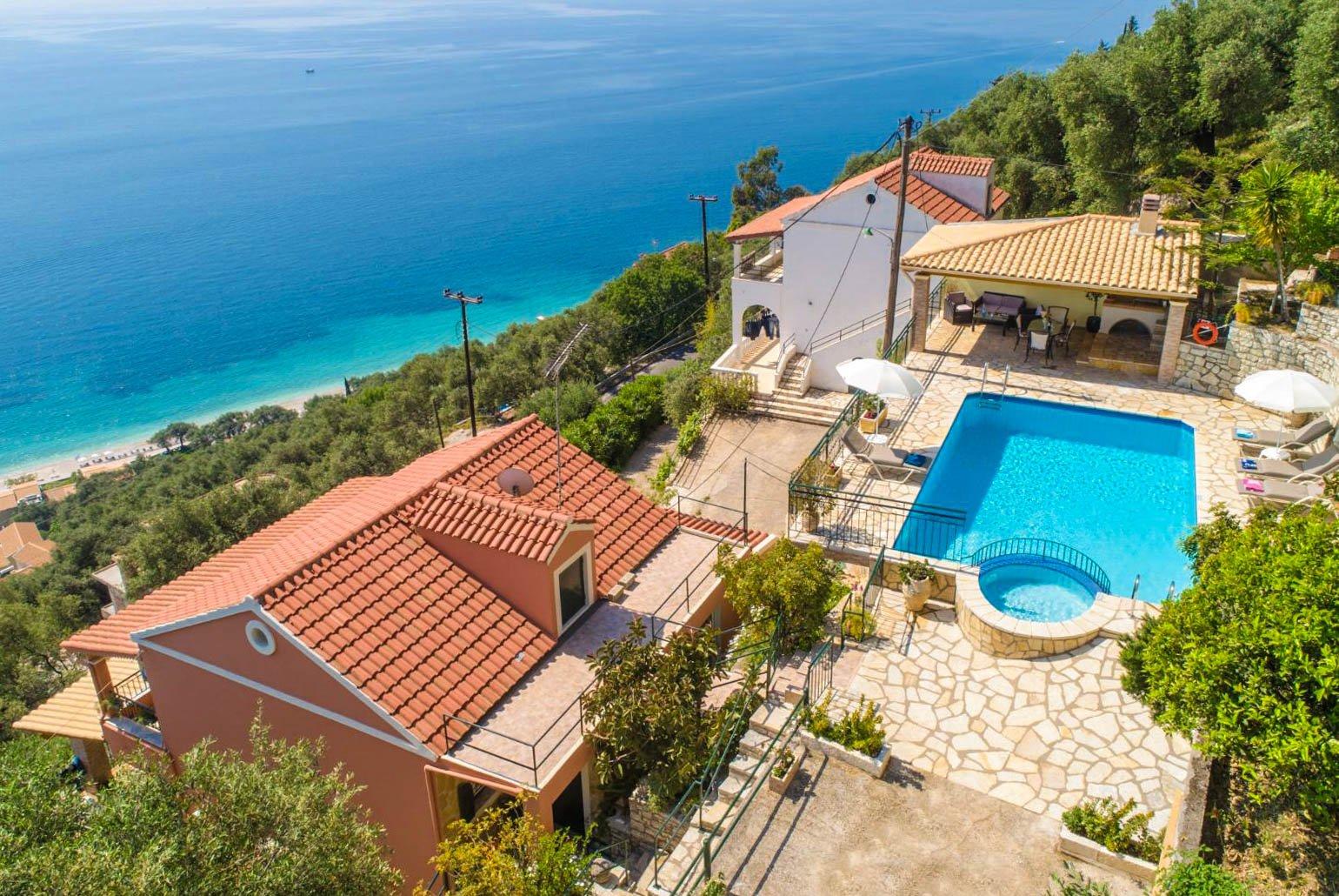 ,Beautiful villa with private pool and terrace with panoramic sea views