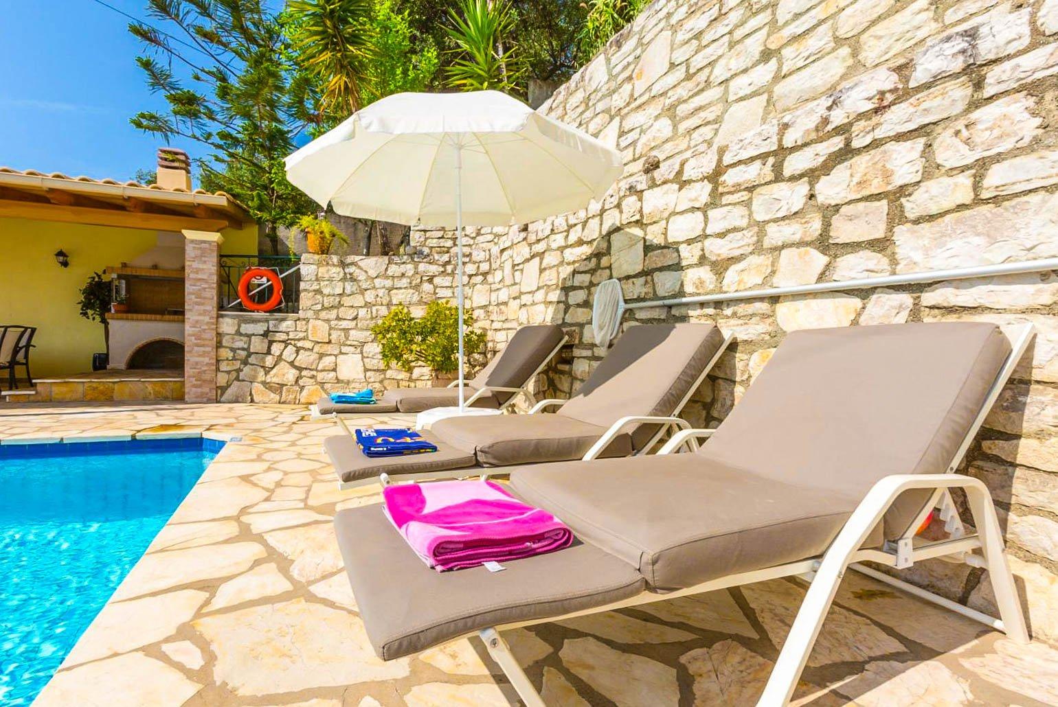 Private pool and terrace with panoramic sea views