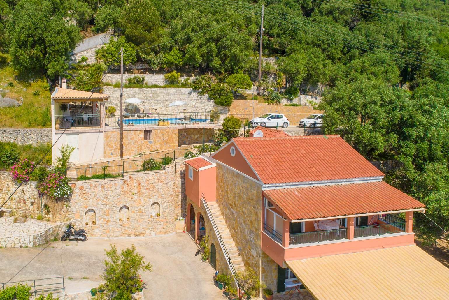 Aerial view of the front of Villa Aris