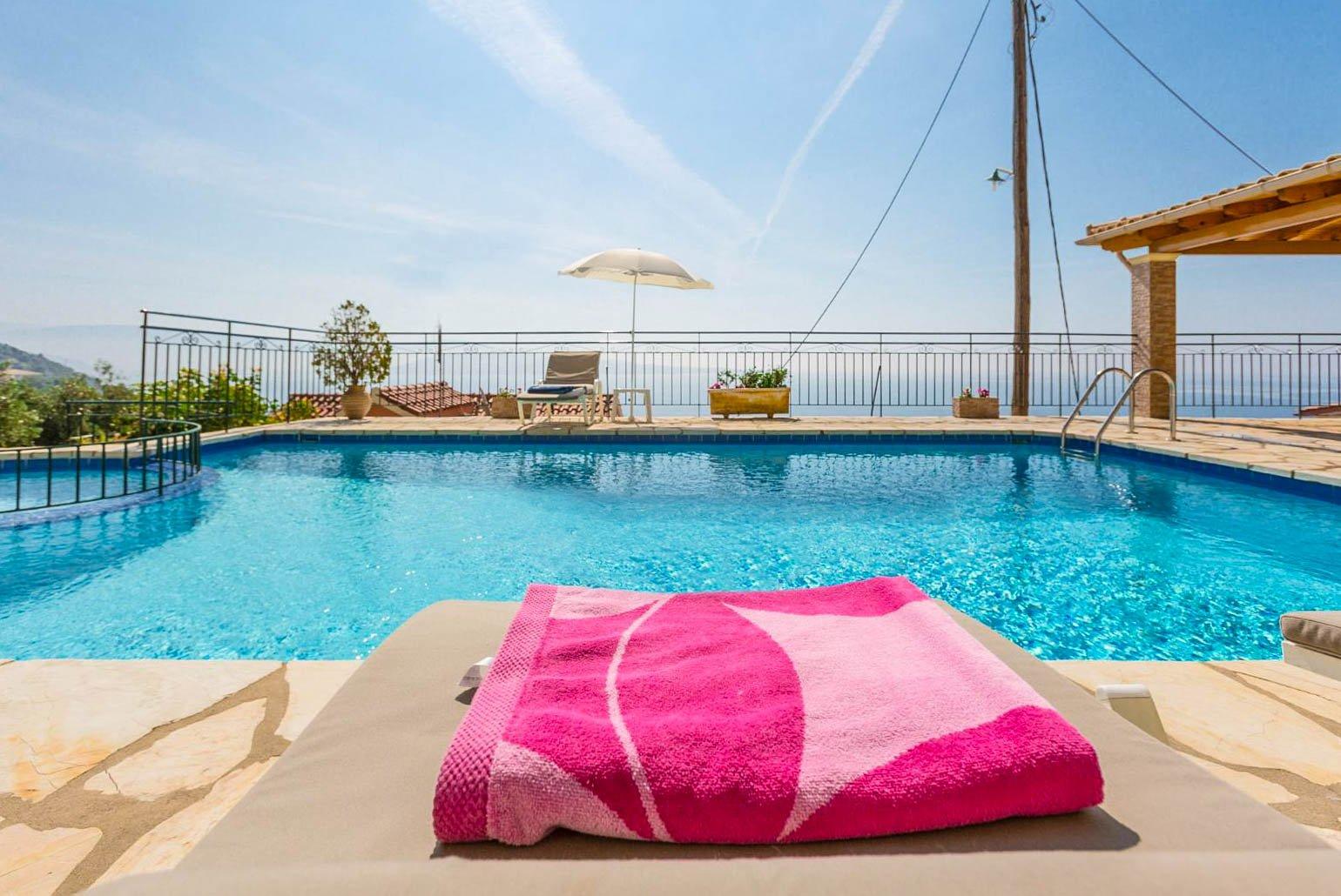 Private pool and terrace with panoramic sea views