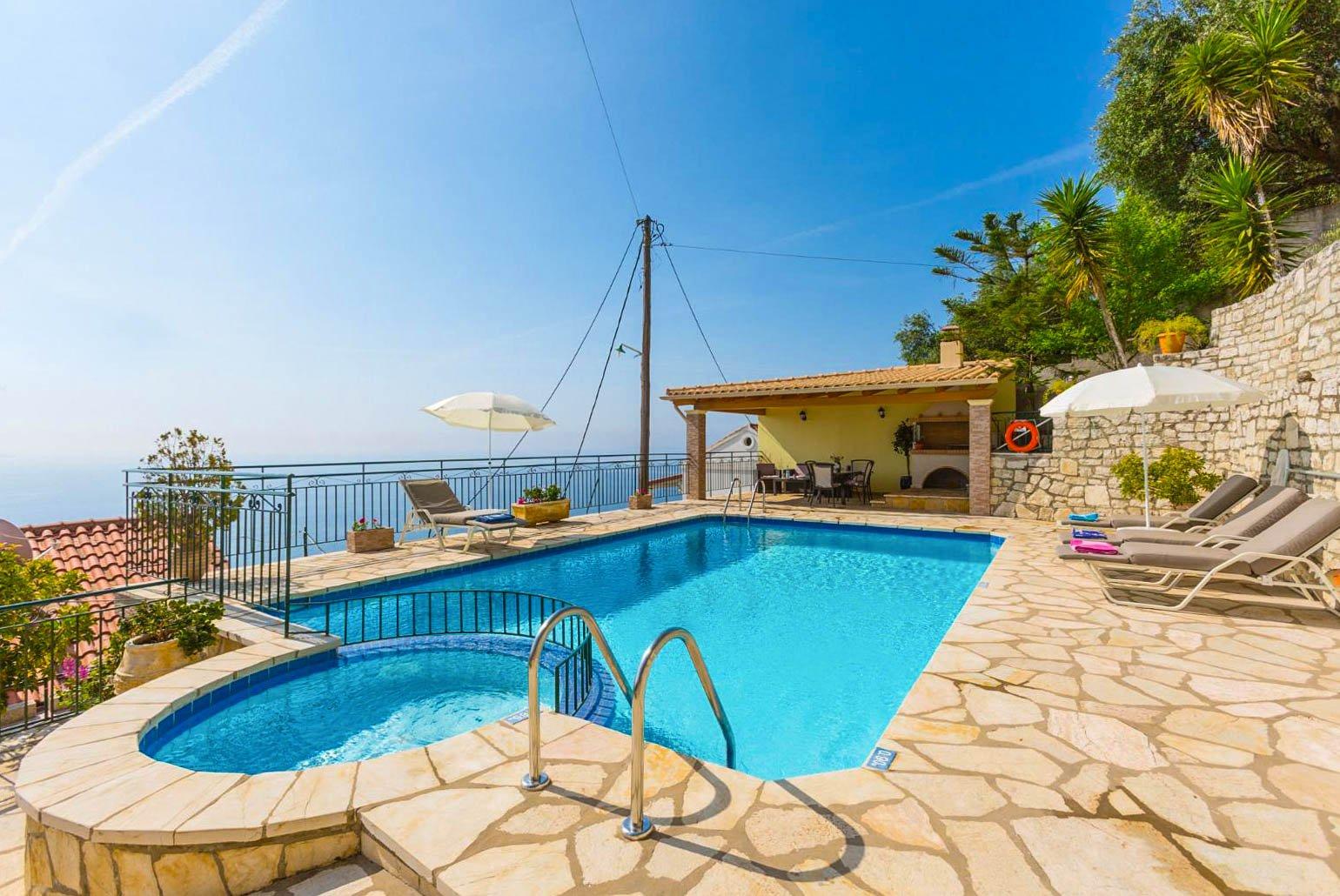 ,Private pool and terrace with panoramic sea views