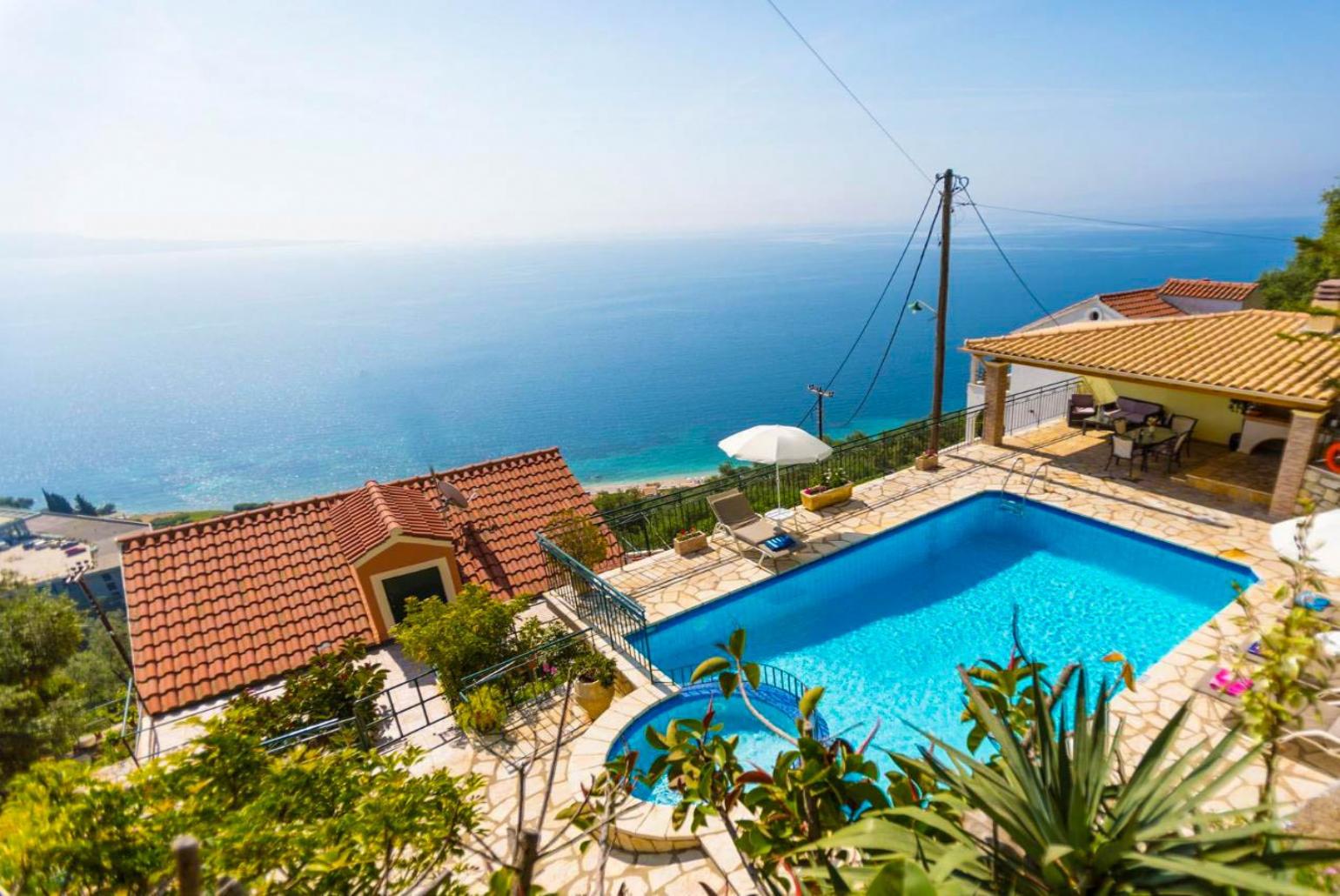 Private pool and terrace with panoramic sea views