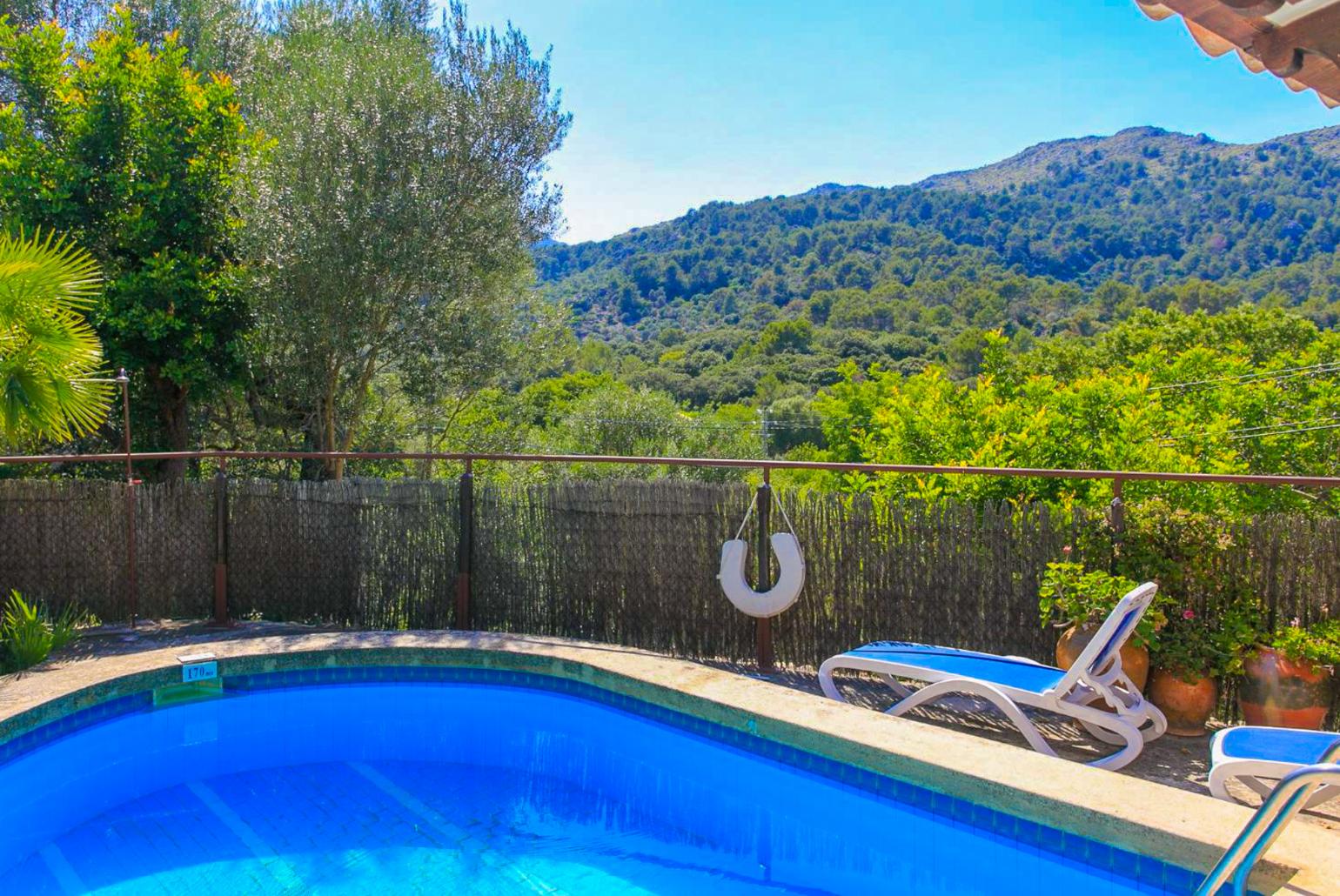 Private pool and terrace with countryside views