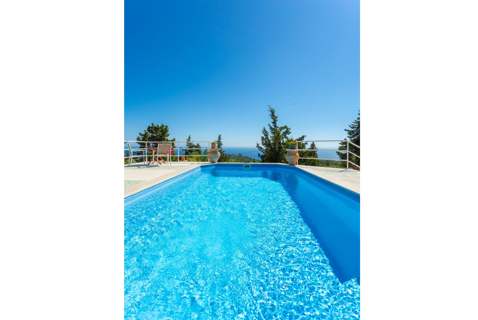 Private pool and terrace with sea views