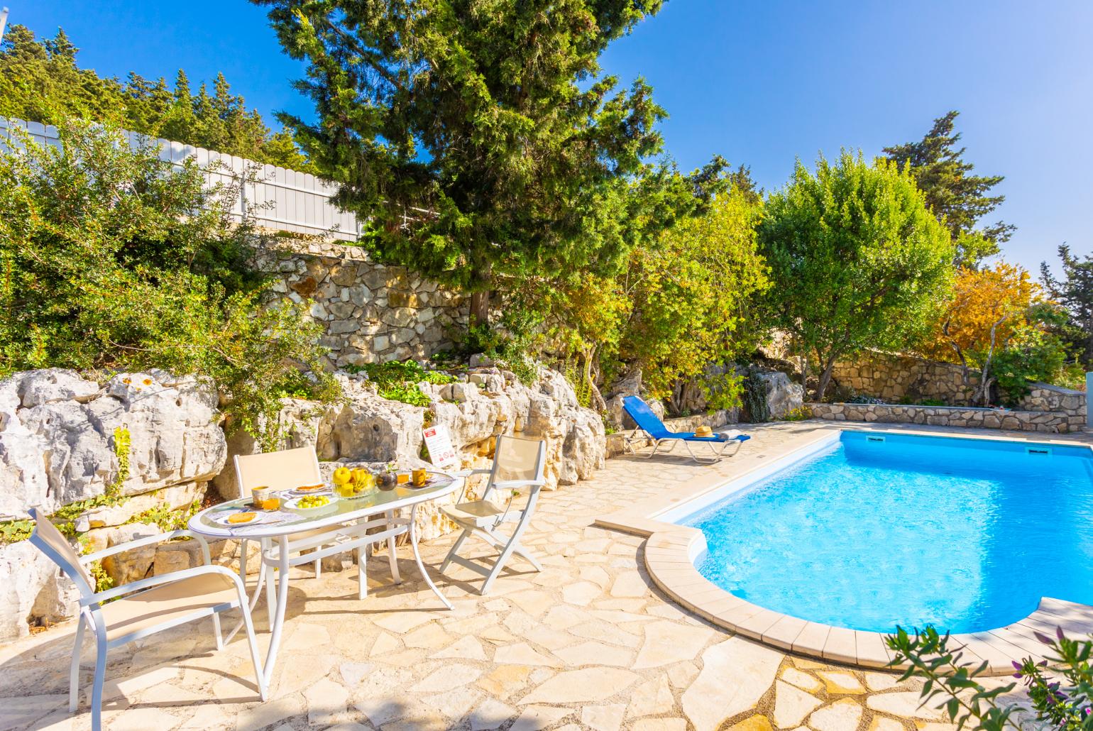 Private pool and terrace with sea views