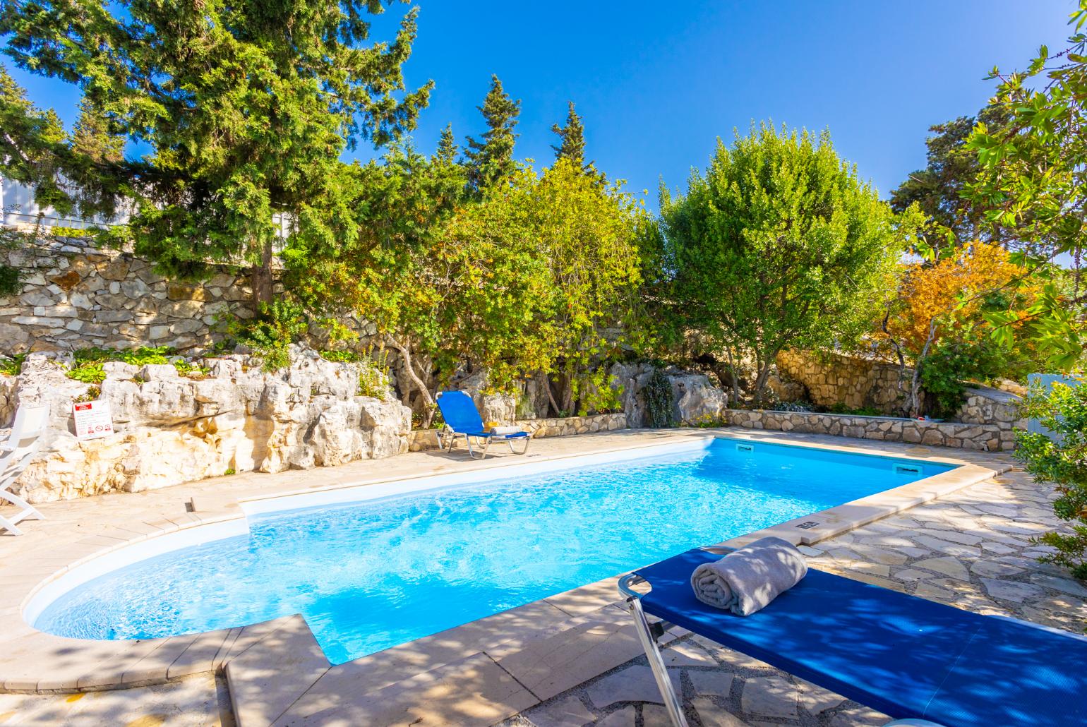 Private pool and terrace with sea views