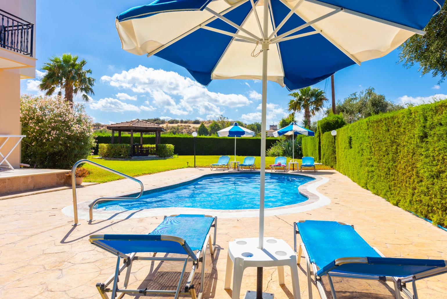 Private pool, terrace, and garden