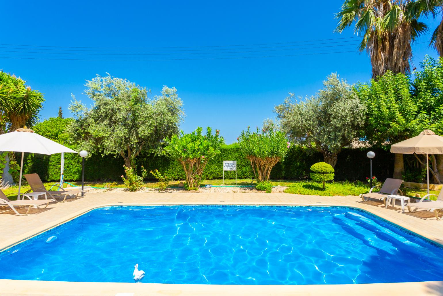 Private pool, terrace, and garden