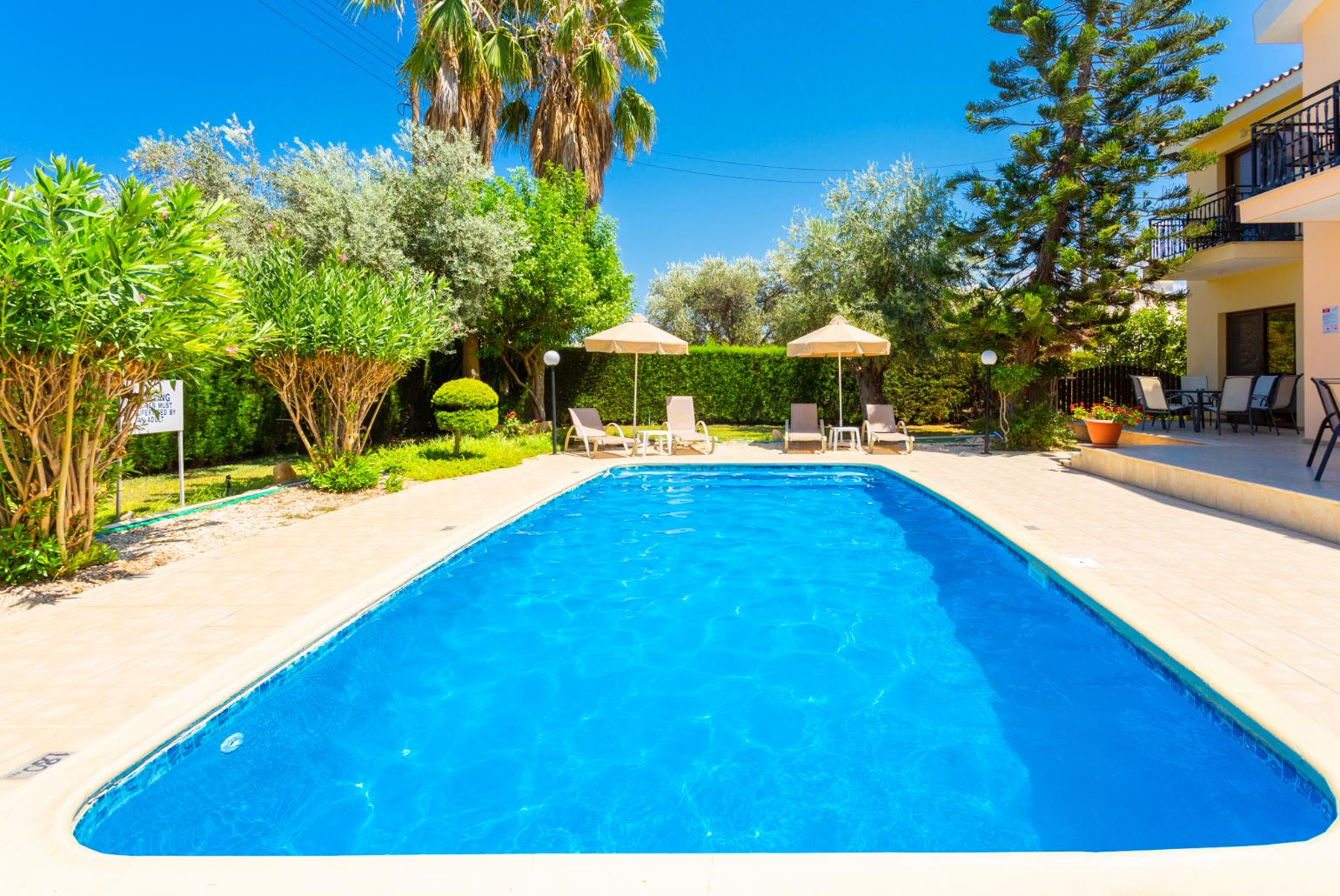 Private pool, terrace, and garden