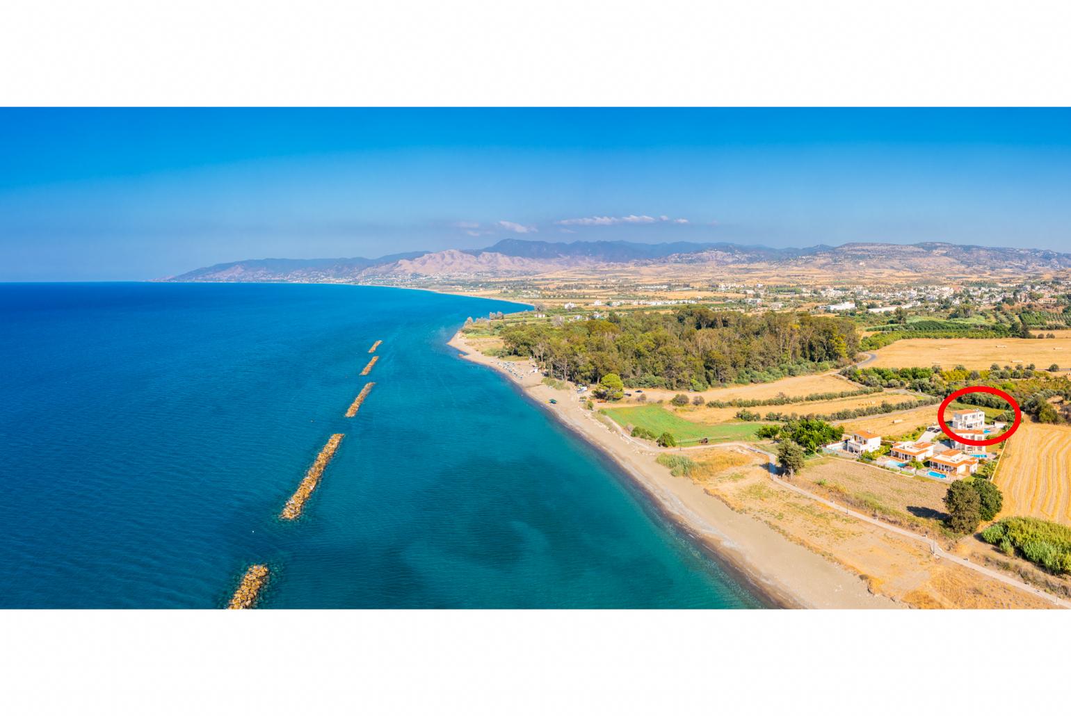 Aerial view showing location of Villa Achilleas Chrystalla