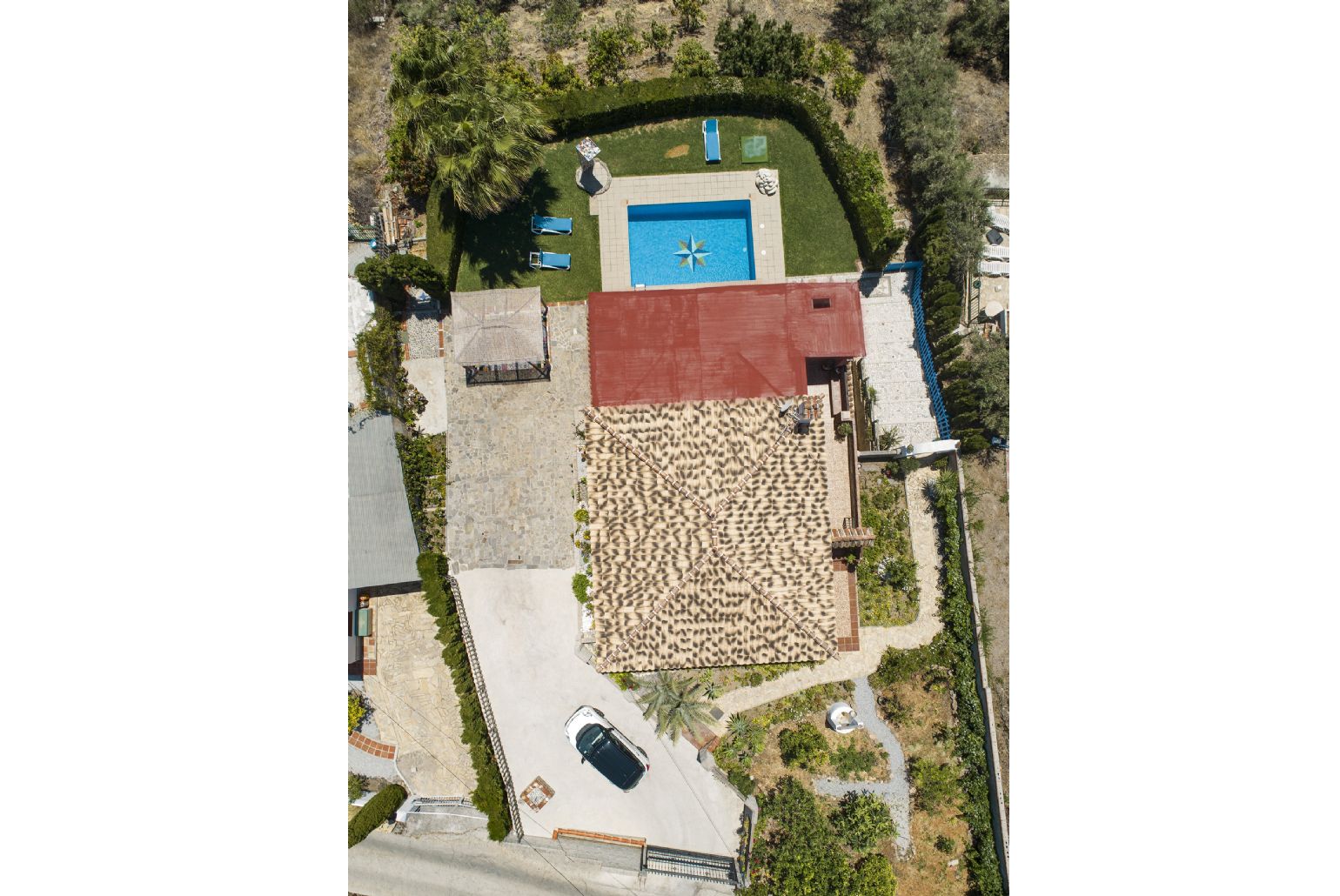 Aerial view of the villa 