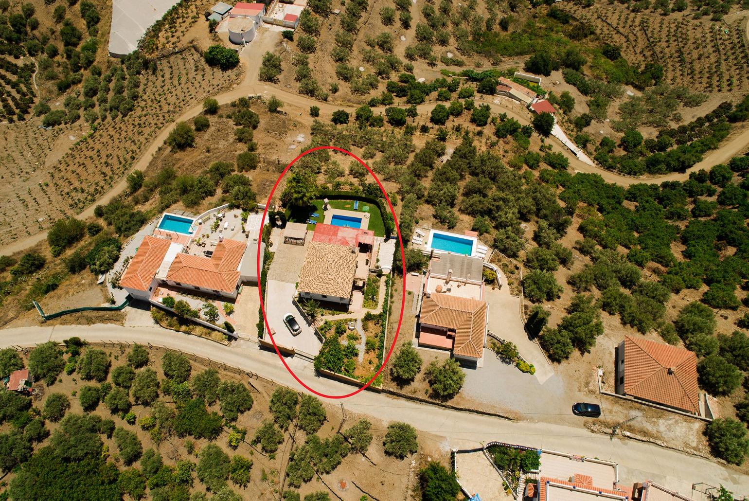 Aerial view of the villa 