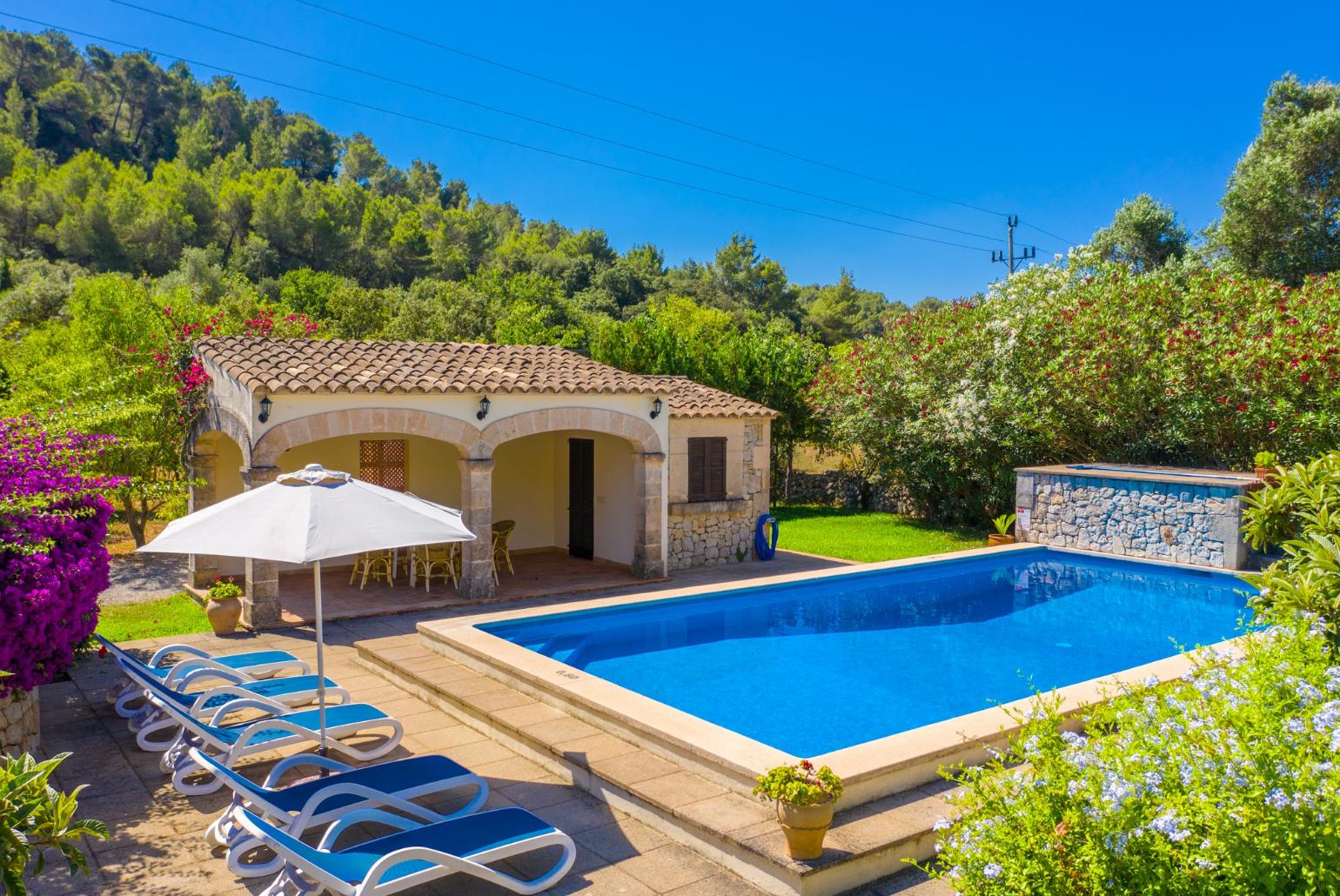 Private pool, terrace, and garden