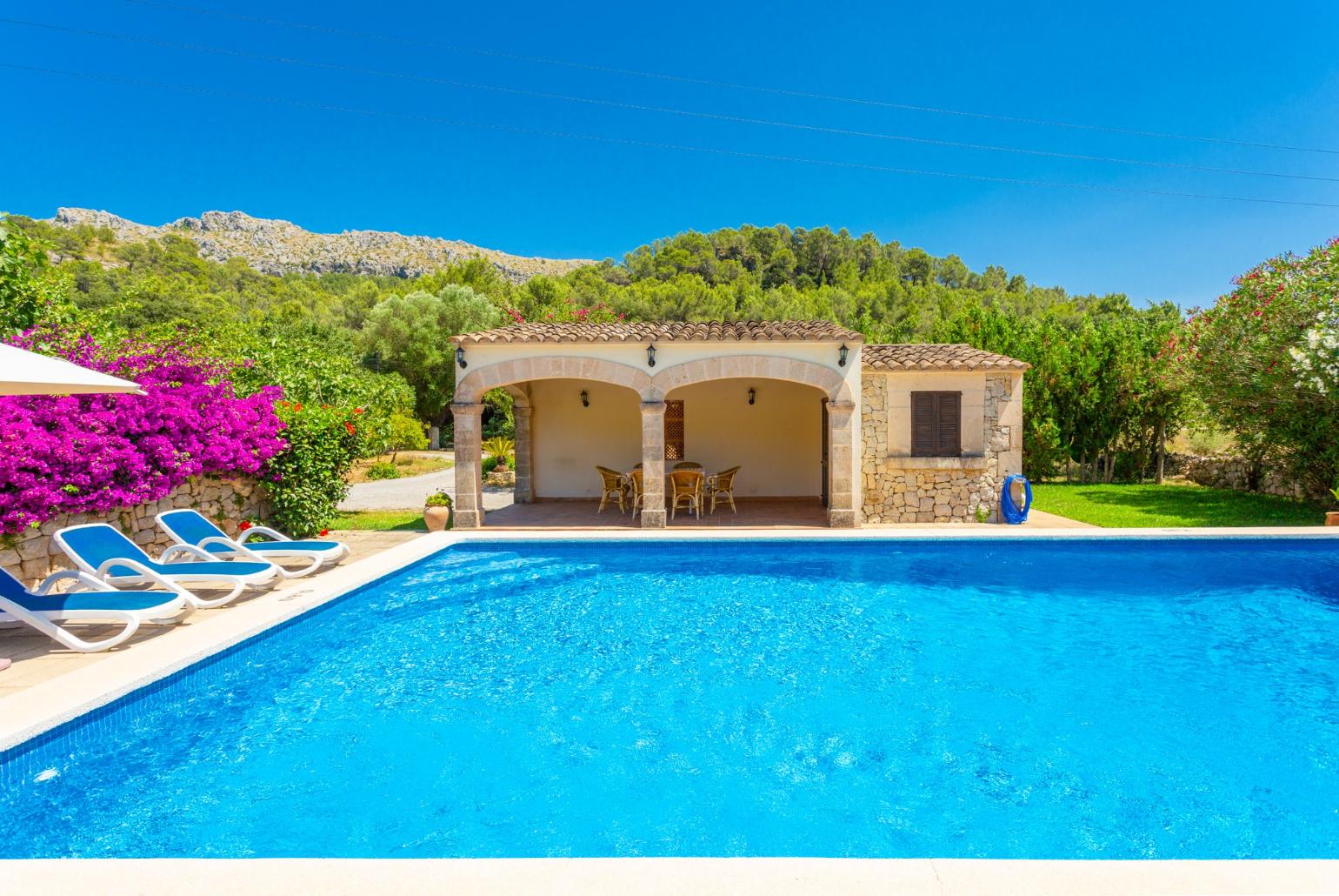 Private pool, terrace, and garden