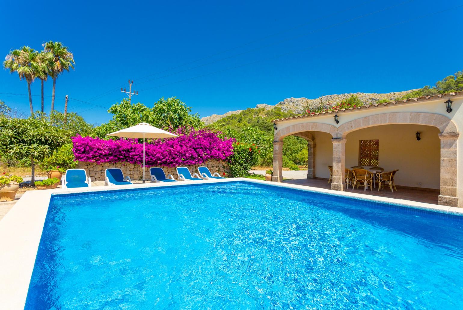 Private pool, terrace, and garden