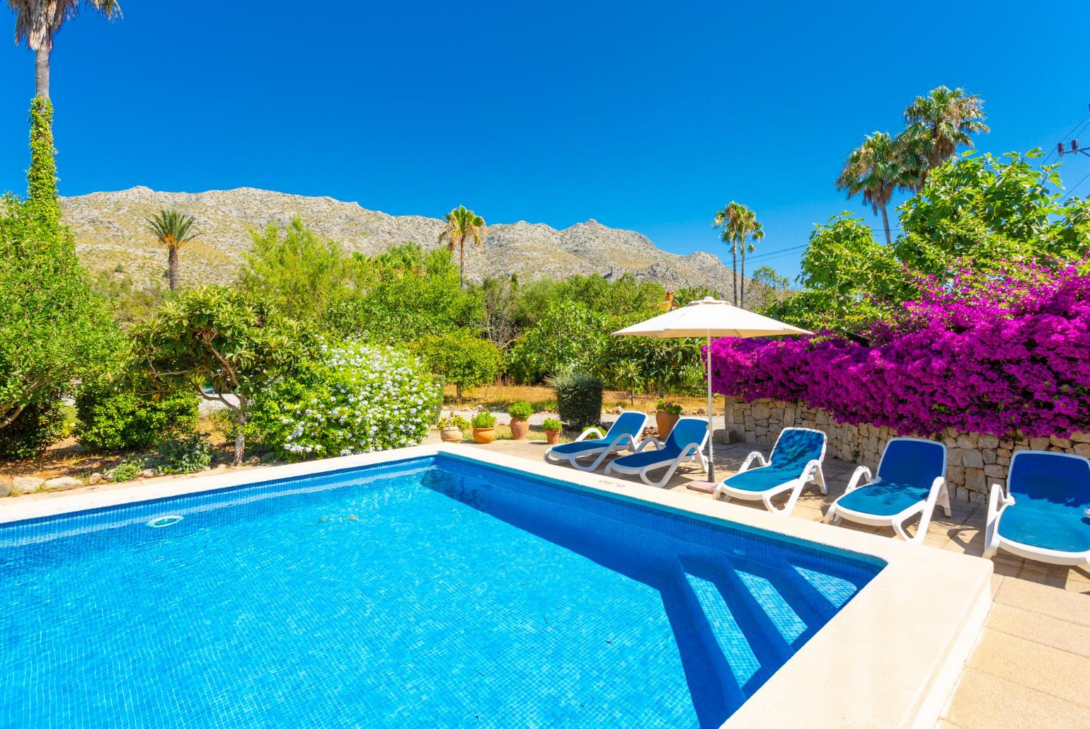 Private pool, terrace, and garden