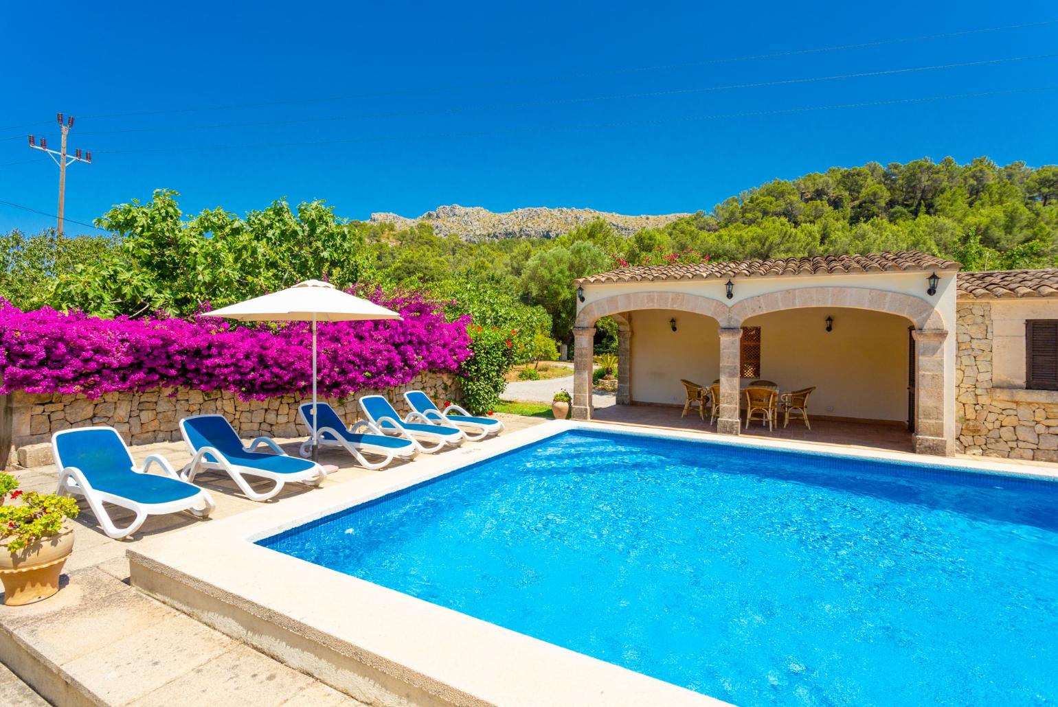 Private pool, terrace, and garden