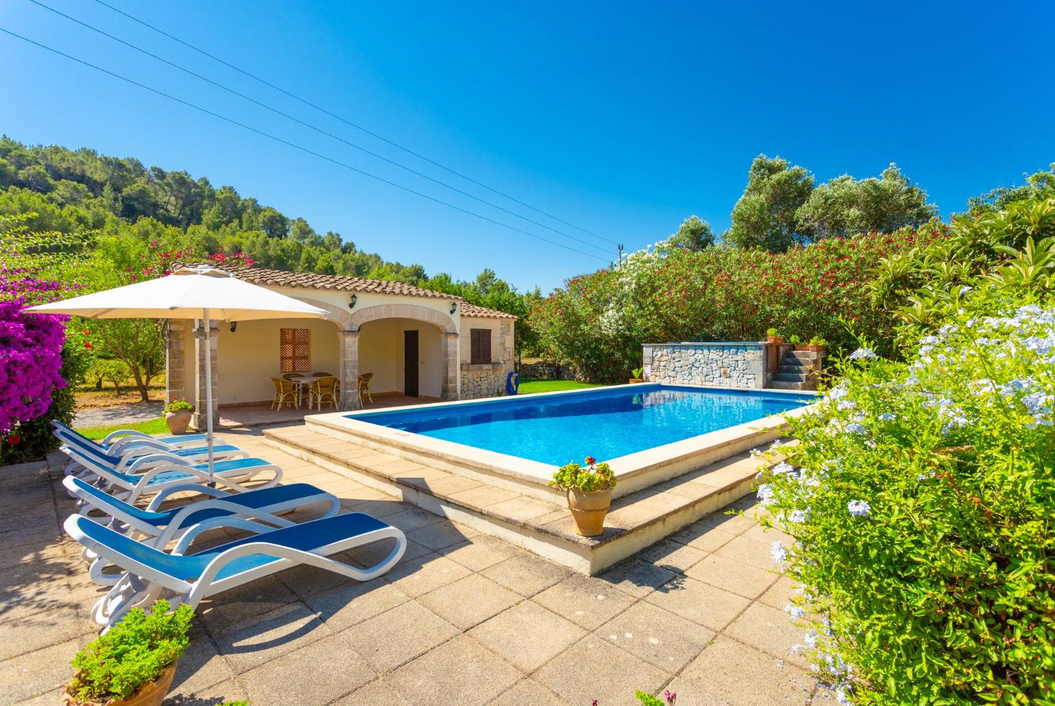 Private pool, terrace, and garden