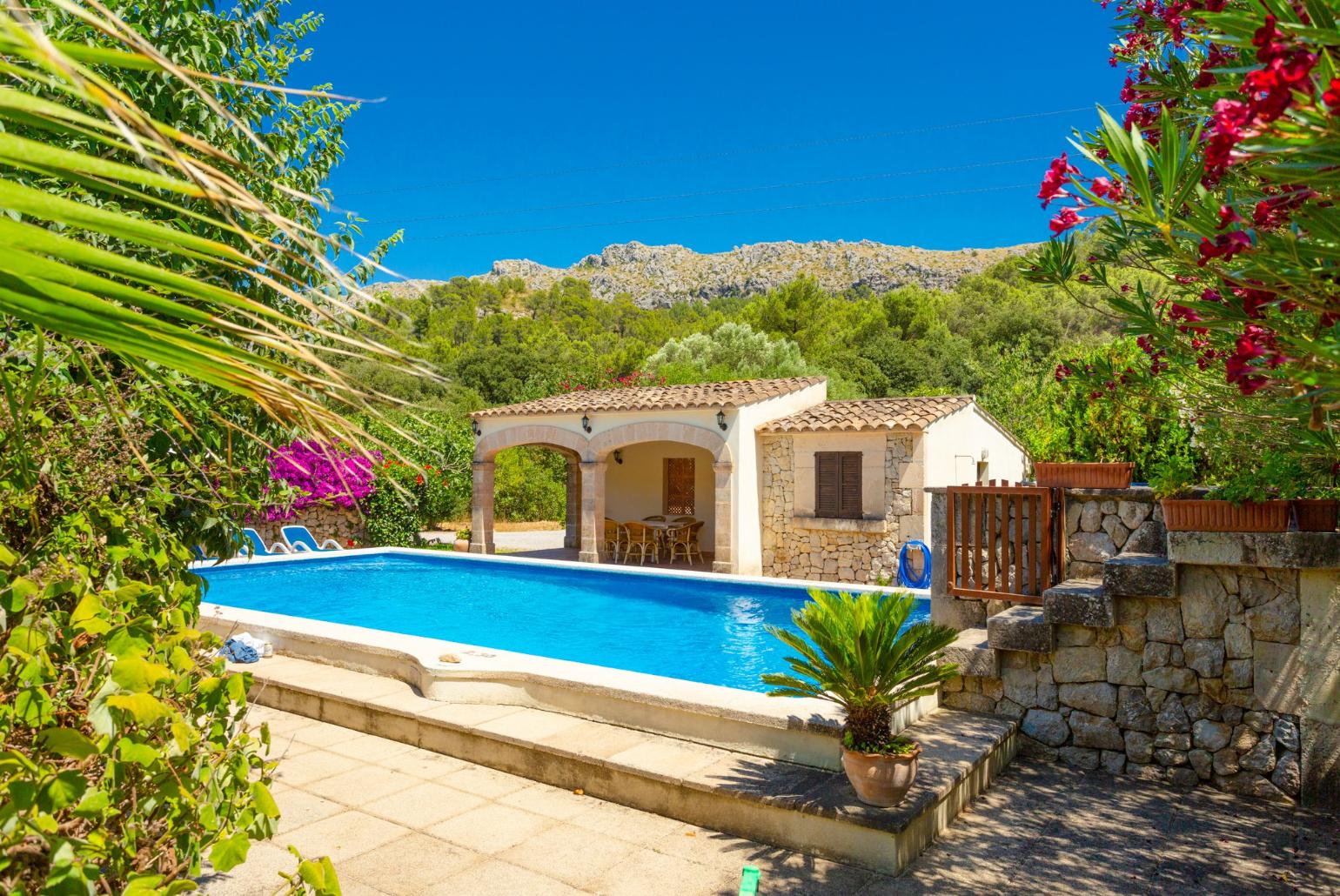 Private pool, terrace, and garden
