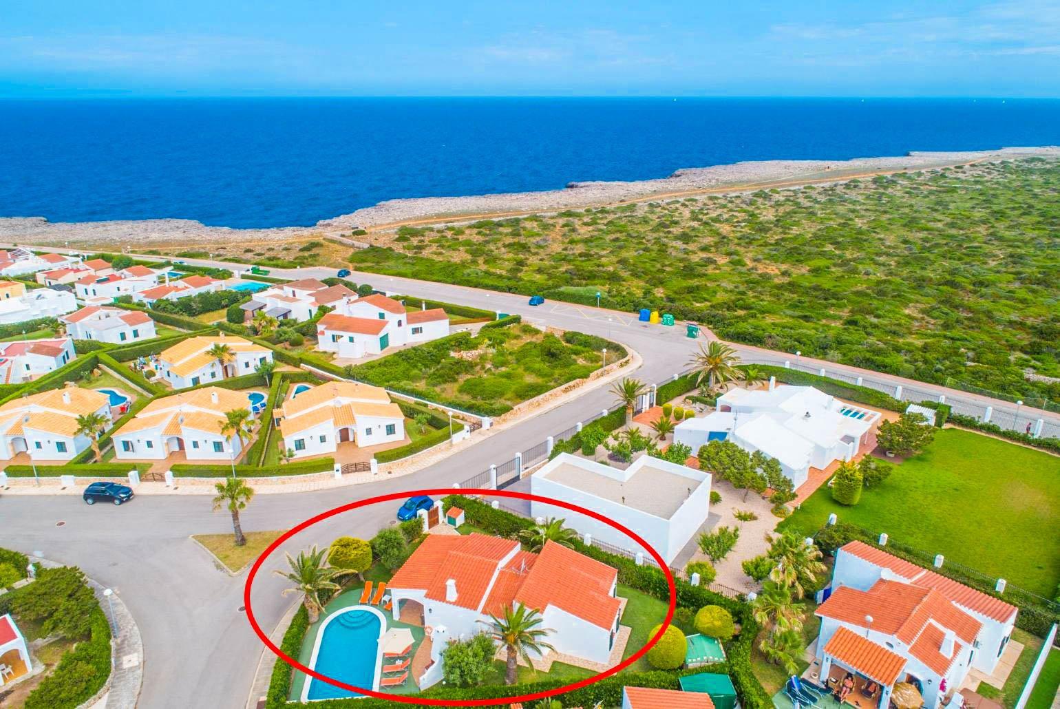 Aerial view showing location of Villa Iris