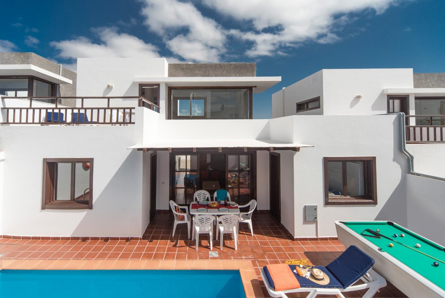 Private pool with terrace area and pool table