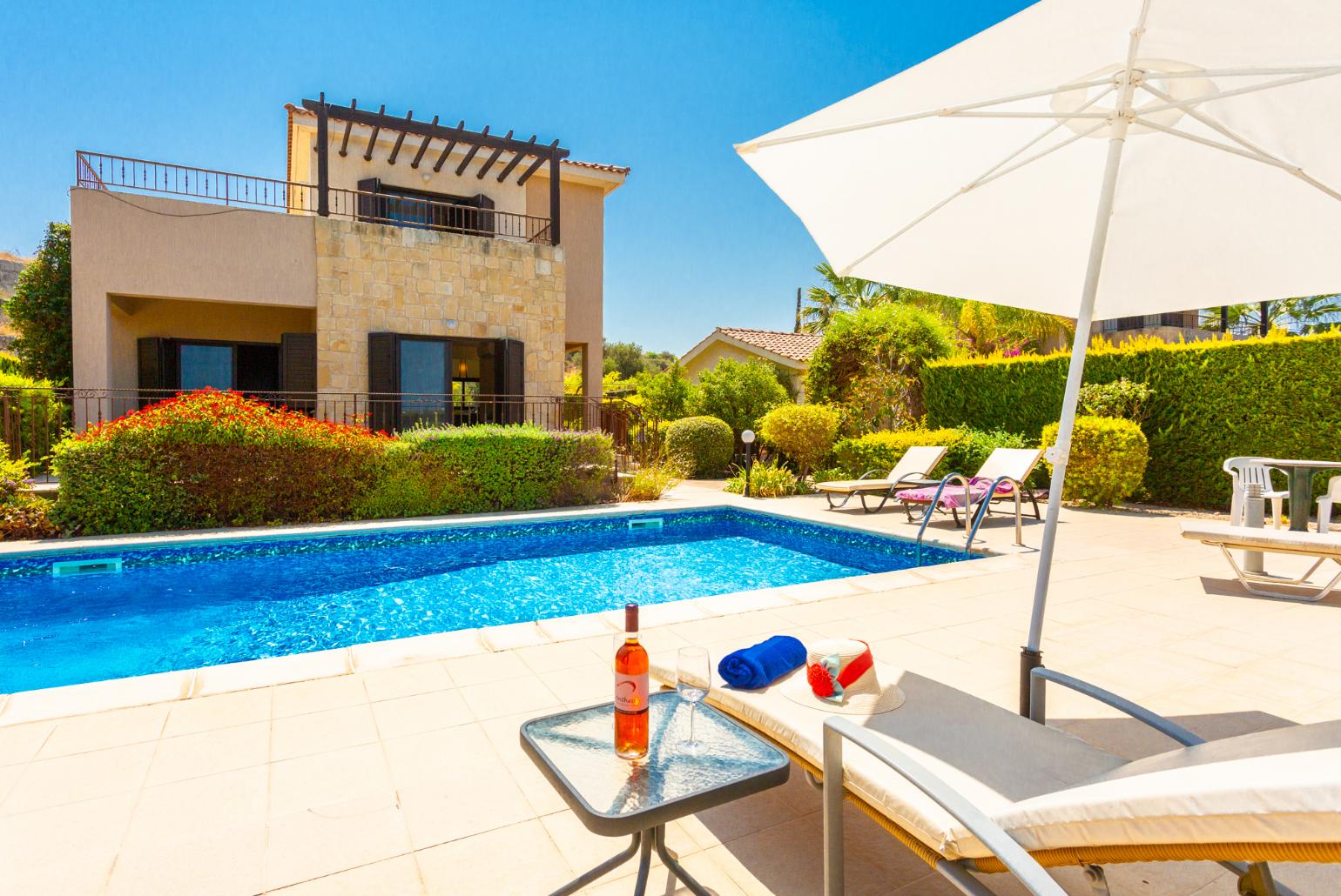 ,Beautiful villa with private pool, terrace, and garden