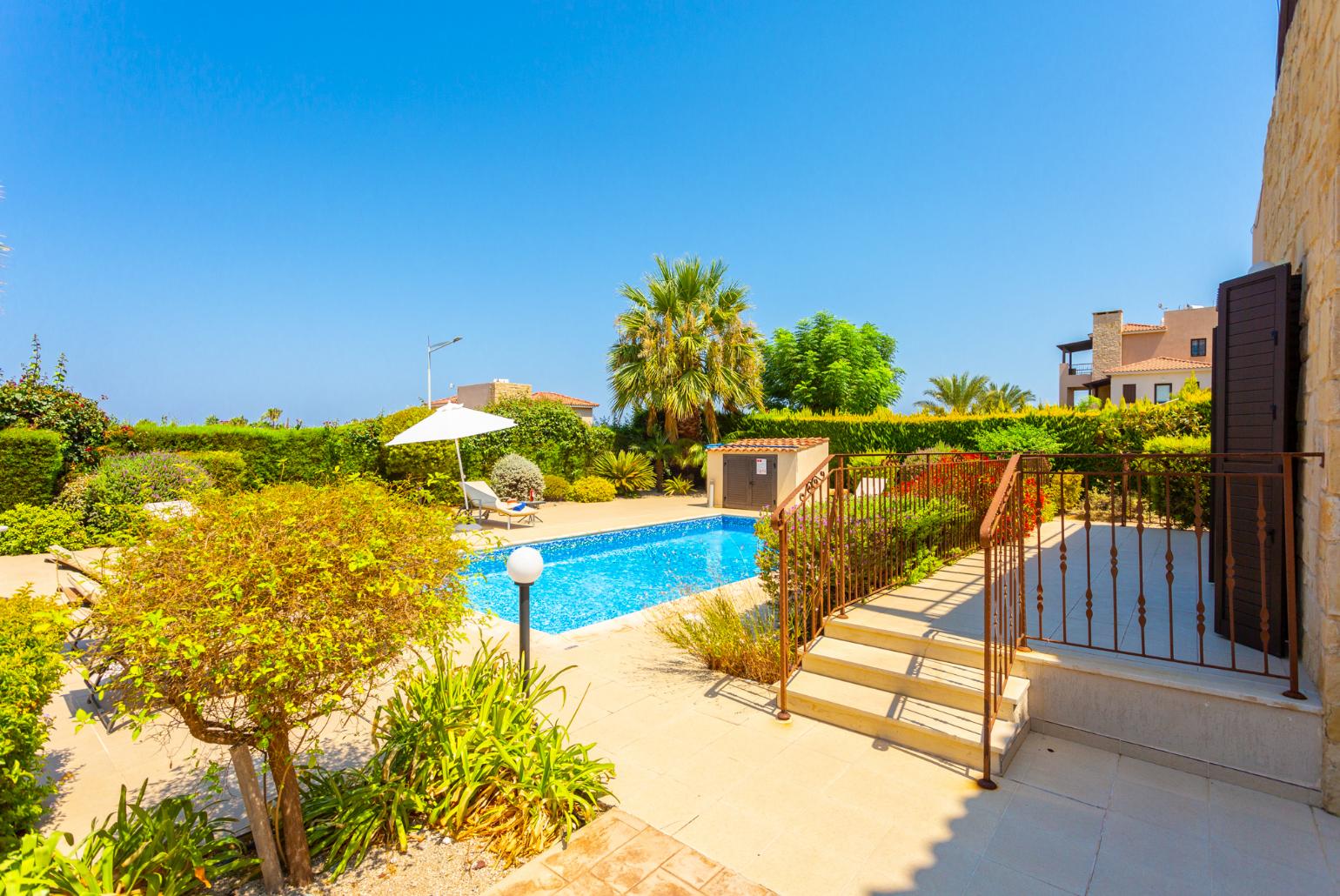 Private pool, terrace, and garden