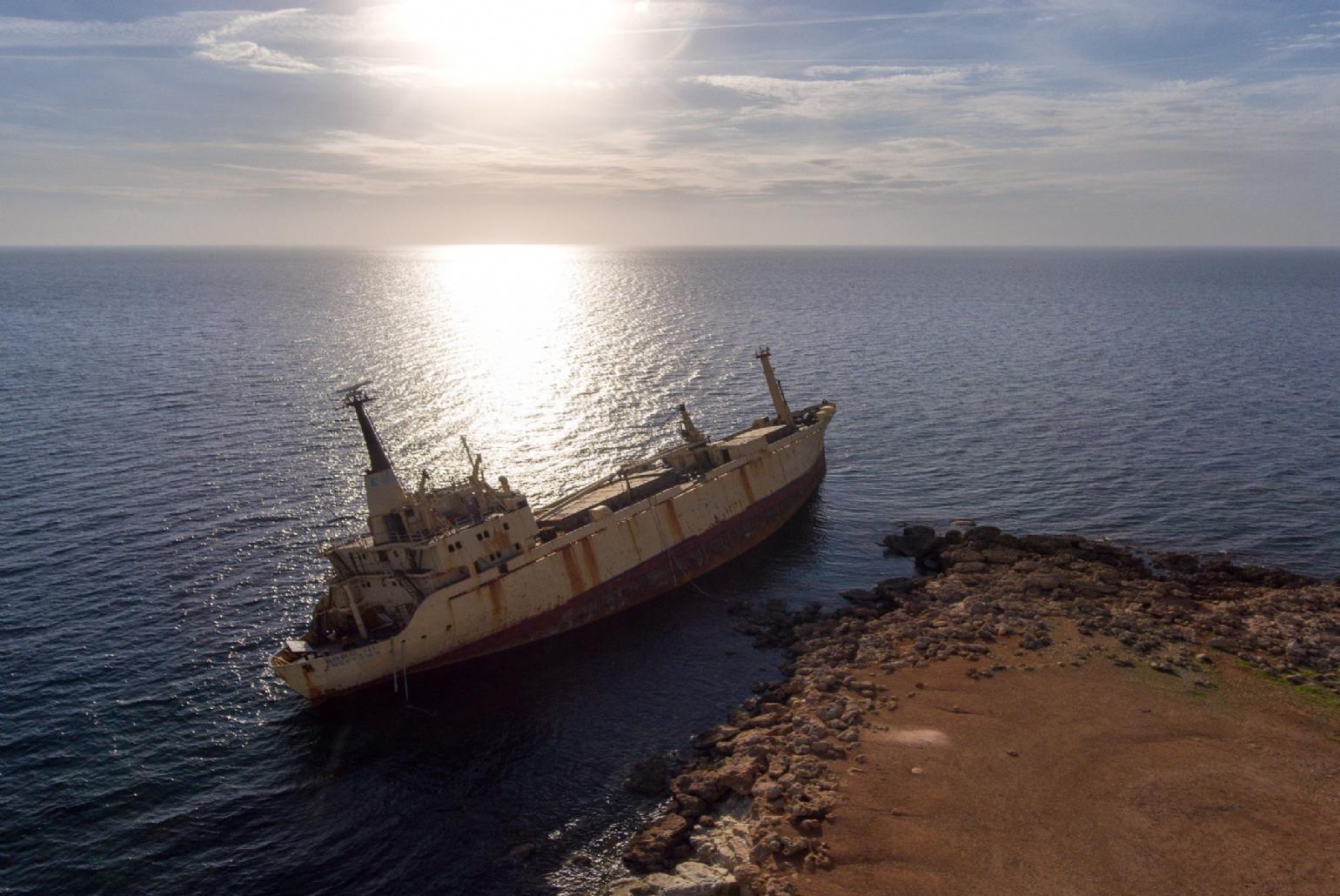 The impressive wreck of the Edro III is a short drive from Villa Regina 1