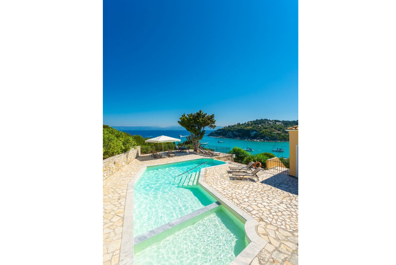 Private pool and terrace with panoramic sea views