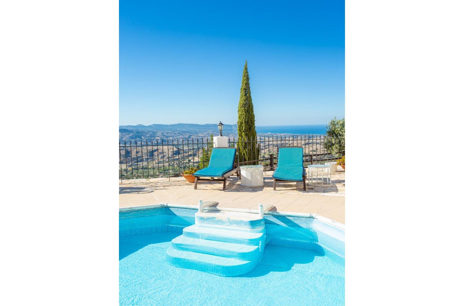 Private pool and terrace with panoramic sea views