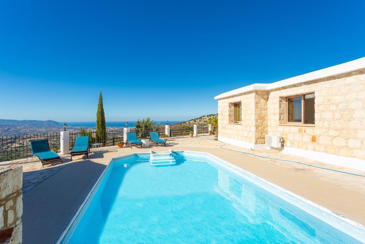 Private pool and terrace with panoramic sea views