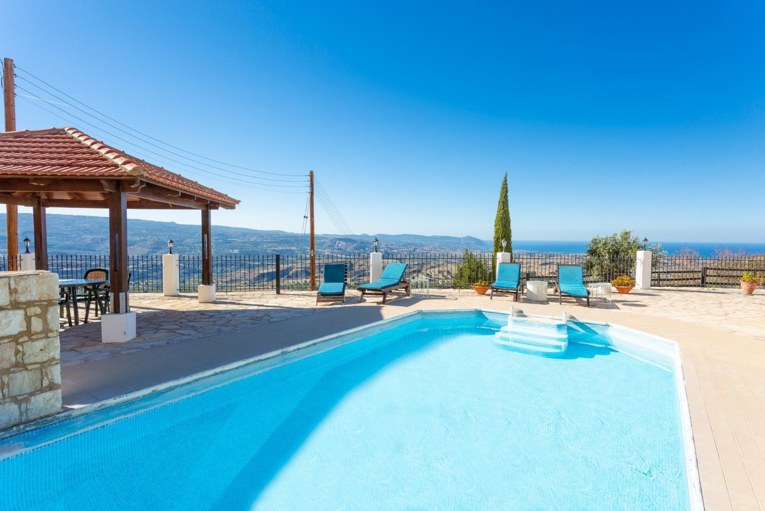 Private pool and terrace with panoramic sea views